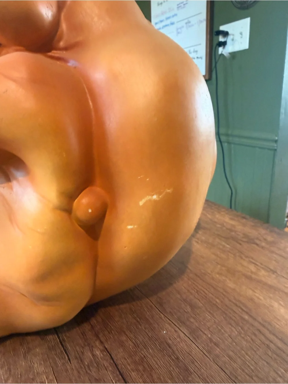 Martha Stewart Whimsical Orange Winking Pumpkin Sculpture with Gold Stem